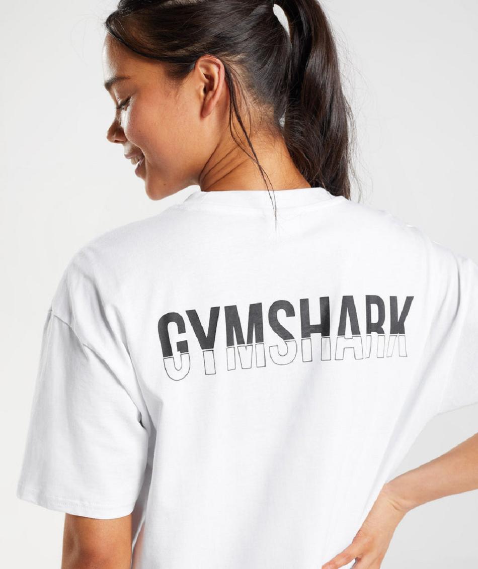 T Shirts Gymshark Fraction Oversized Mujer Blancas | CO 2240ZUT